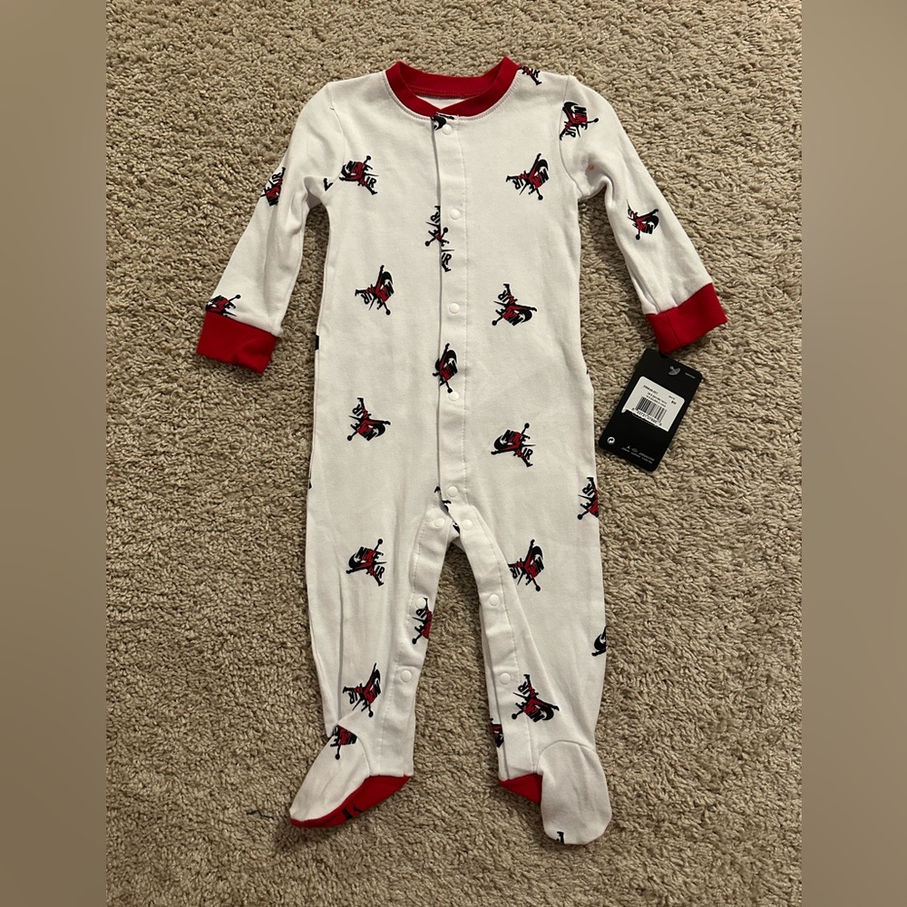Jordan Kids One Piece Footie with Red and Black Accents